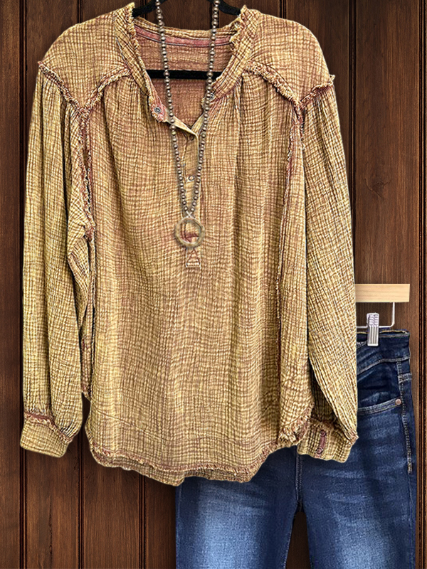Women's top | Casual Texture Raw Edge Detail Top |Website-shopthehoney